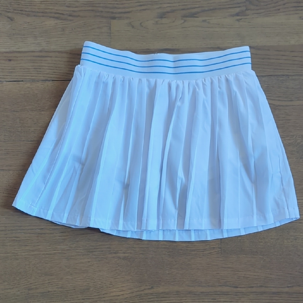 Stylish White Skort with Blue Stripes